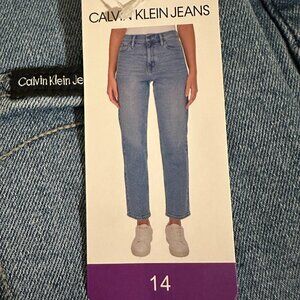 Calvin Klein Women's Jeans Size 14 Light Blue High Rise Straight Leg Coastal NEW